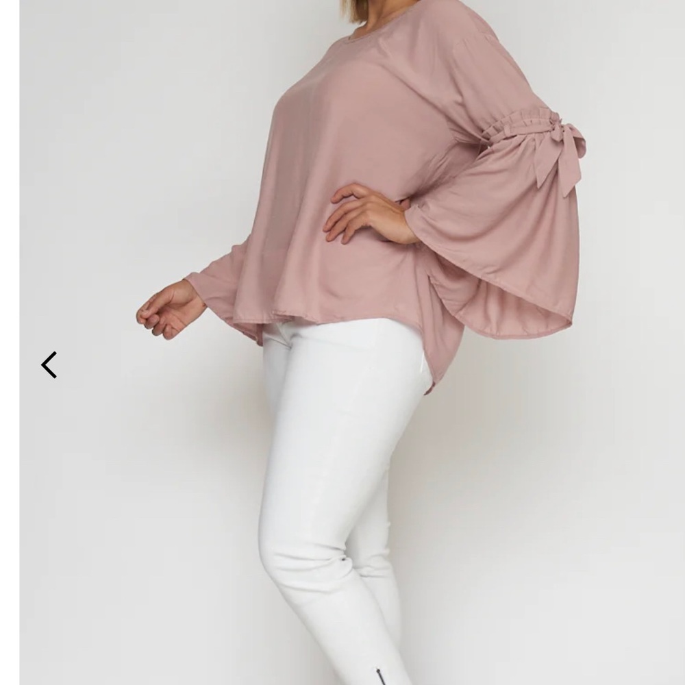 COPY - COPY - Plus Size Sleeve V Neck Top Bell Sleeve In color Mauve